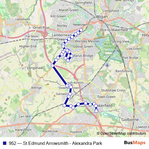 952 bus Line Map