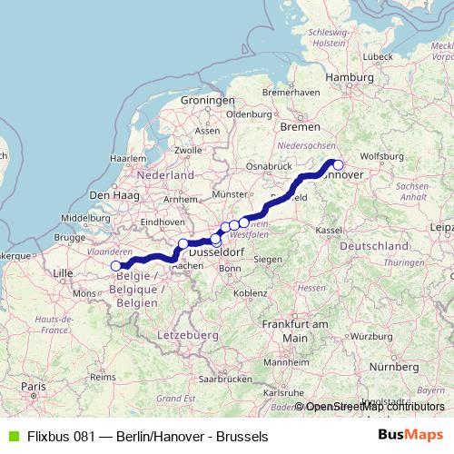 Flixbus 081 bus Line Map