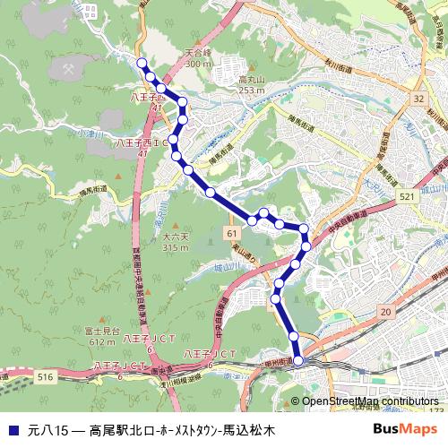 元八15 bus Line Map