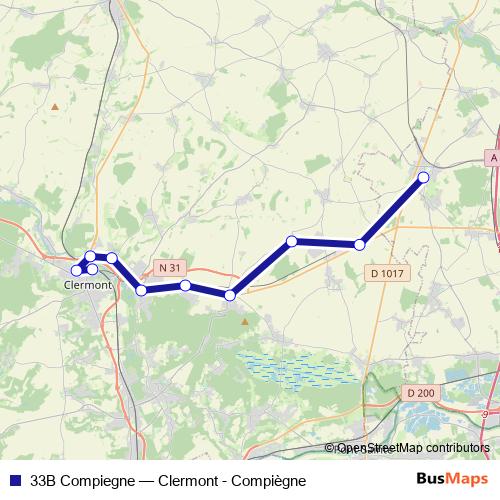 33B Compiegne bus Line Map