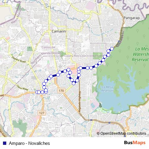 Amparo - Novaliches bus Line Map