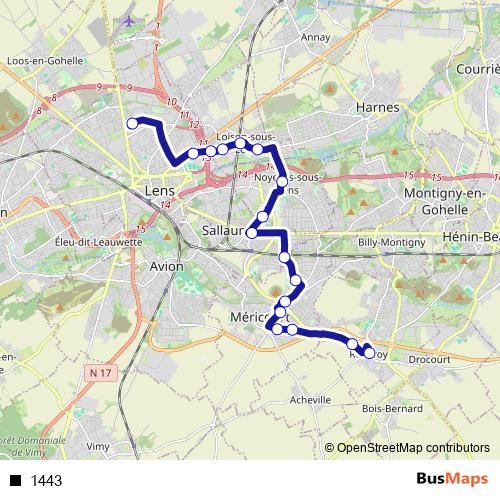 1443 bus Line Map