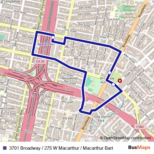 3701 Broadway / 275 W Macarthur / Macarthur Bart bus Line Map