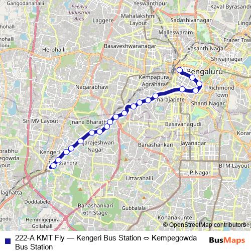 222-A KMT Fly bus Line Map