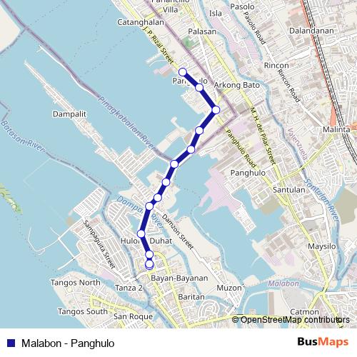 Malabon - Panghulo bus Line Map