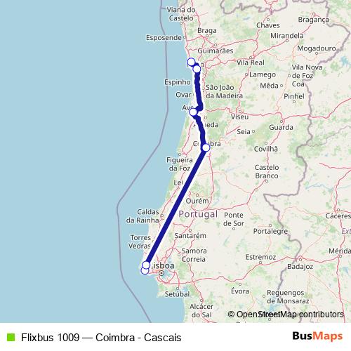 Flixbus 1009 bus Line Map