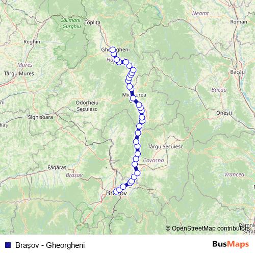 Braşov - Gheorgheni rail Line Map