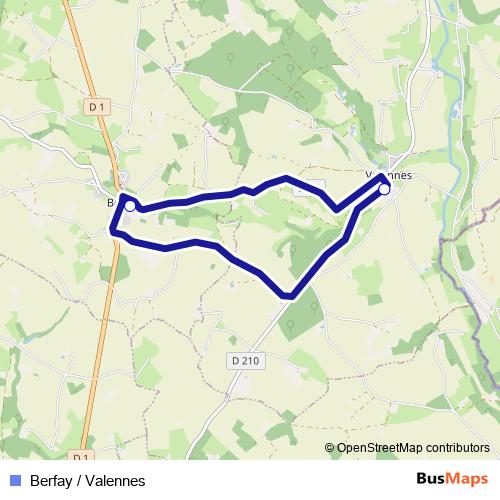 Berfay / Valennes bus Line Map