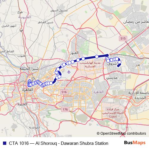 CTA 1016 bus Line Map