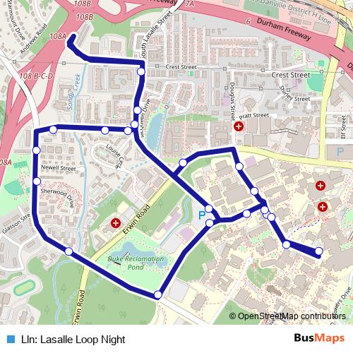 Lln: Lasalle Loop Night bus Line Map