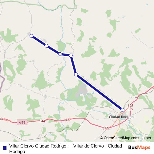Villar Ciervo-Ciudad Rodrigo bus Line Map