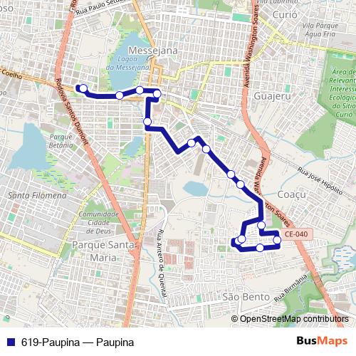 619-Paupina bus Line Map