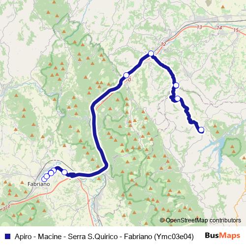 Apiro - Macine - Serra S.Quirico - Fabriano (Ymc03e04) bus Line Map