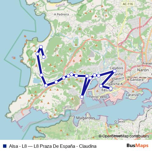 Alsa - L8 bus Line Map