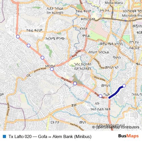 Tx Lafto 020 bus Line Map