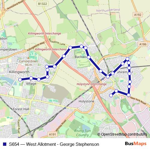 S654 bus Line Map