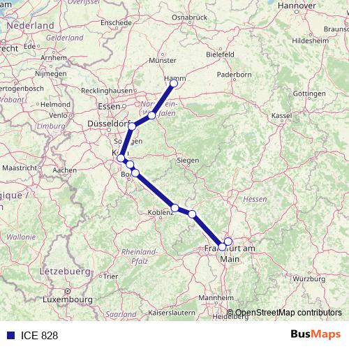 ICE 828 rail Line Map