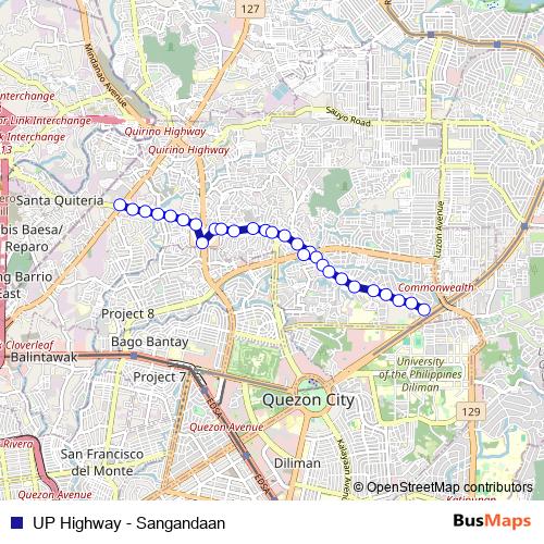 UP Highway - Sangandaan bus Line Map