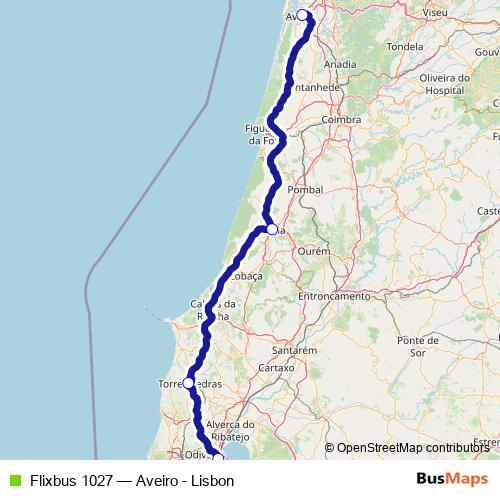 Flixbus 1027 bus Line Map