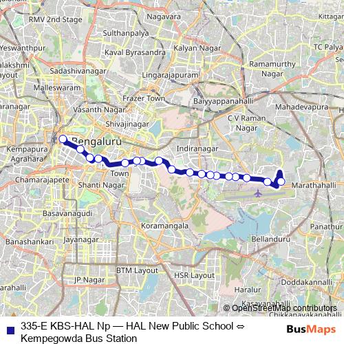 335-E KBS-HAL Np bus Line Map
