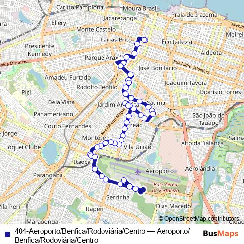 404-Aeroporto/Benfica/Rodoviária/Centro bus Line Map