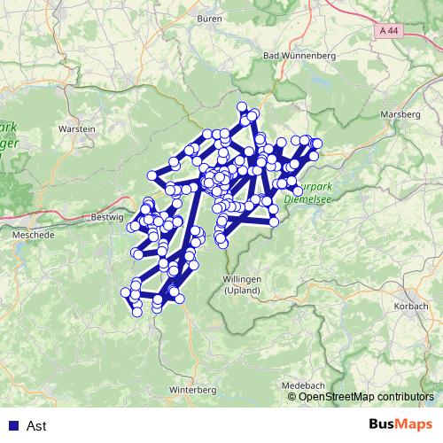 Ast bus Line Map