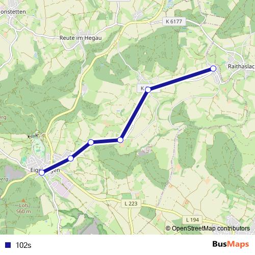 102s bus Line Map
