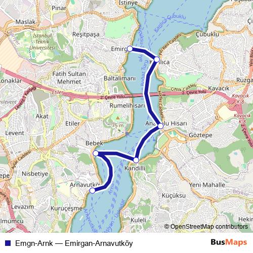 Emgn-Arnk ferry Line Map