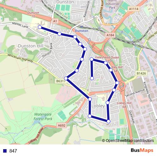 847 bus Line Map