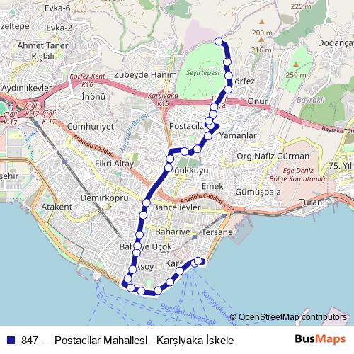 847 bus Line Map