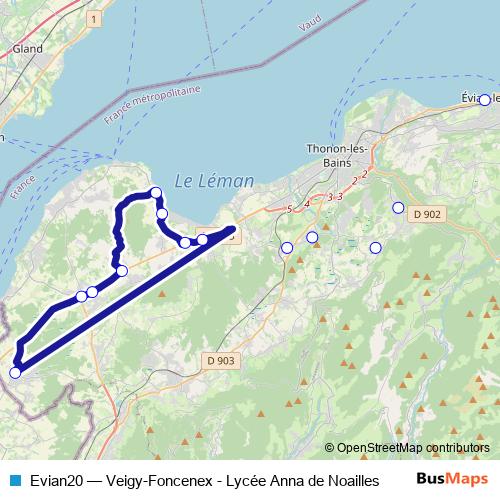 Evian20 bus Line Map
