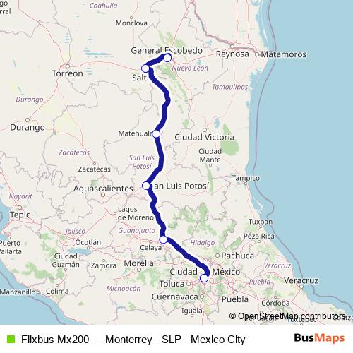 Flixbus Mx200 bus Line Map