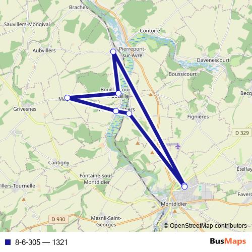8-6-305 bus Line Map