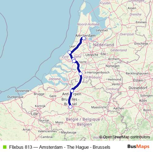Flixbus 813 bus Line Map