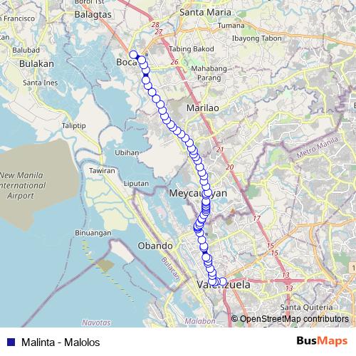 Malinta - Malolos bus Line Map