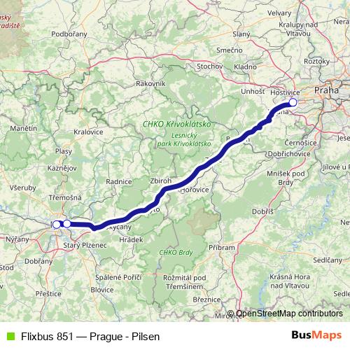 Flixbus 851 bus Line Map