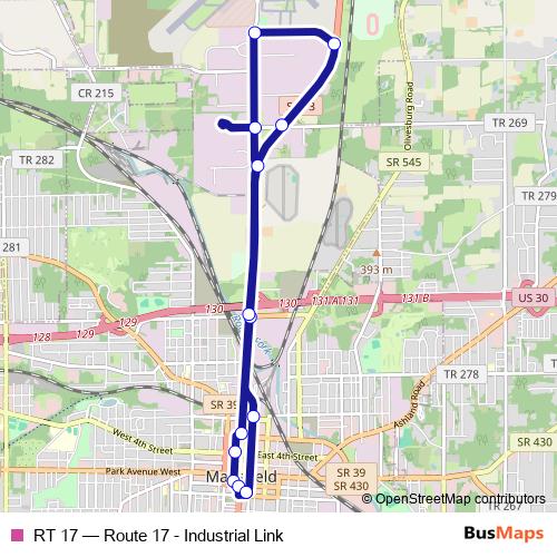 RT 17 bus Line Map