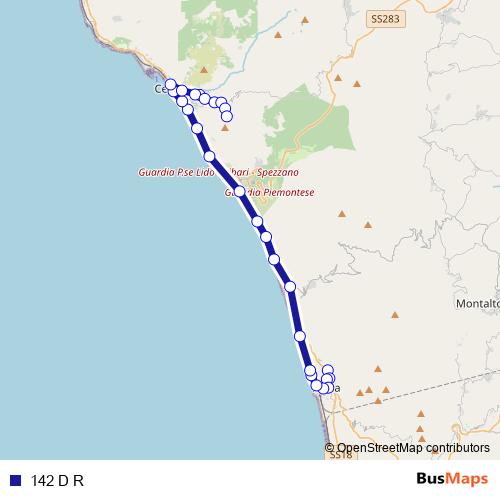 142 D R bus Line Map