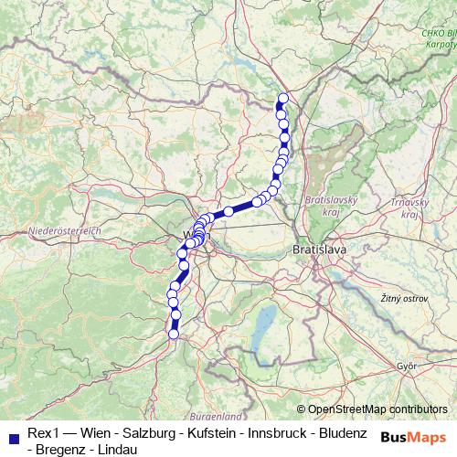 Rex1 rail Line Map