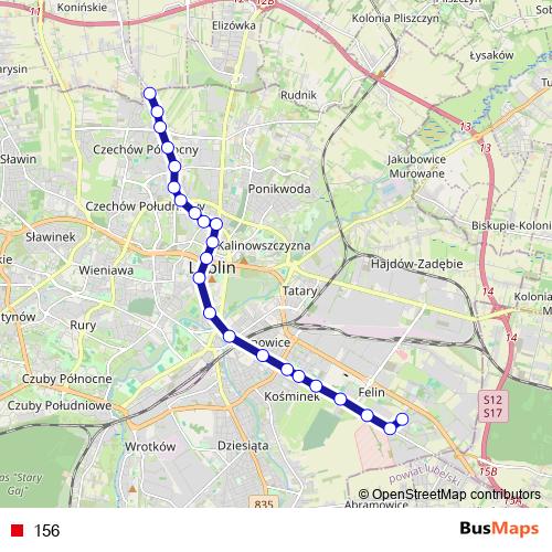 156 trolleybus Line Map