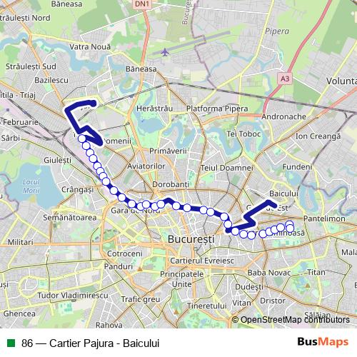 86 trolleybus Line Map
