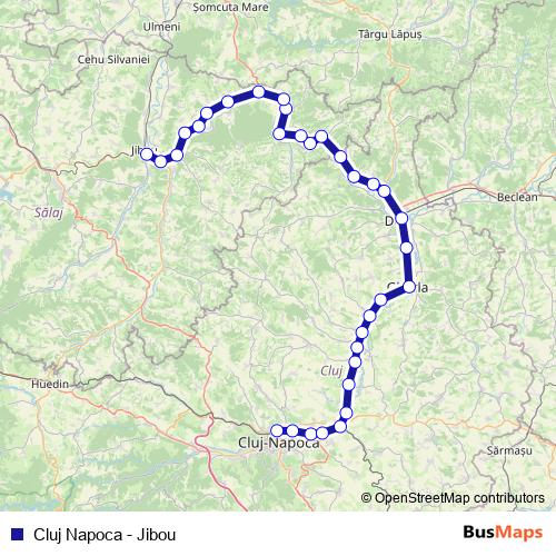 Cluj Napoca - Jibou rail Line Map