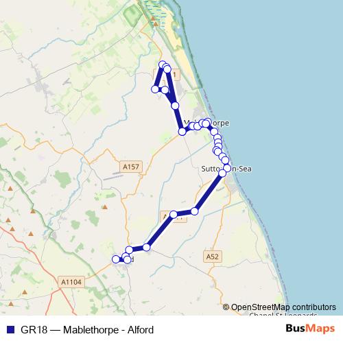 GR18 bus Line Map