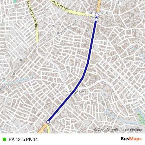 PK 12 to PK 14 bus Line Map