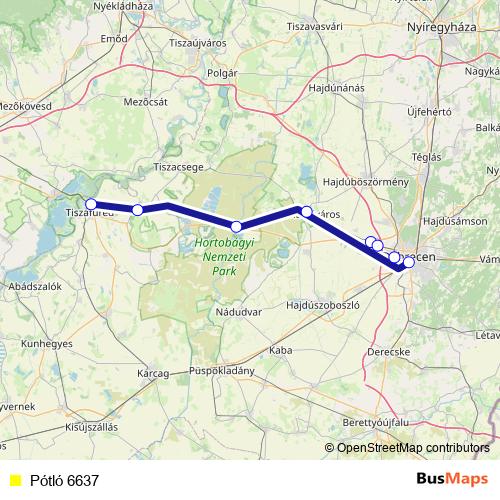 Pótló 6637 bus Line Map