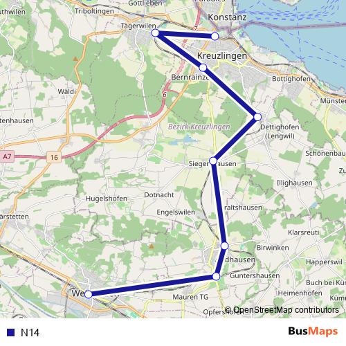 N14 rail Line Map