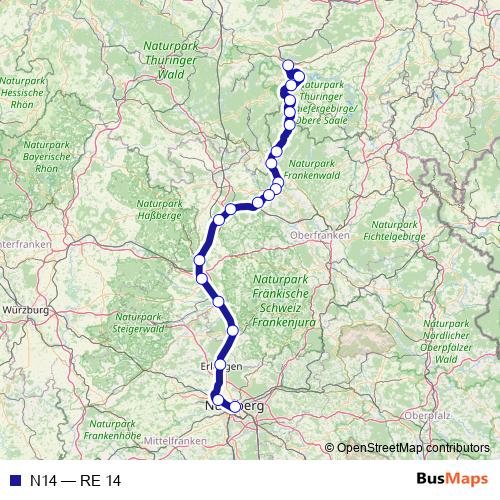 N14 rail Line Map