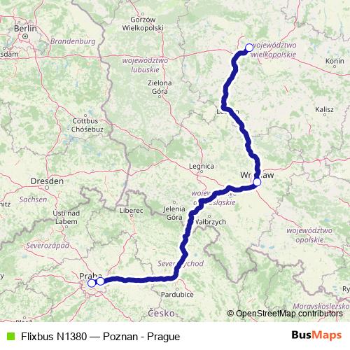 Flixbus N1380 bus Line Map
