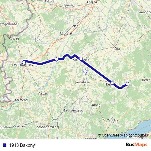 1913 Bakony rail Line Map