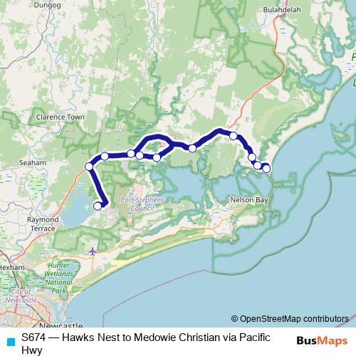 S674 bus Line Map